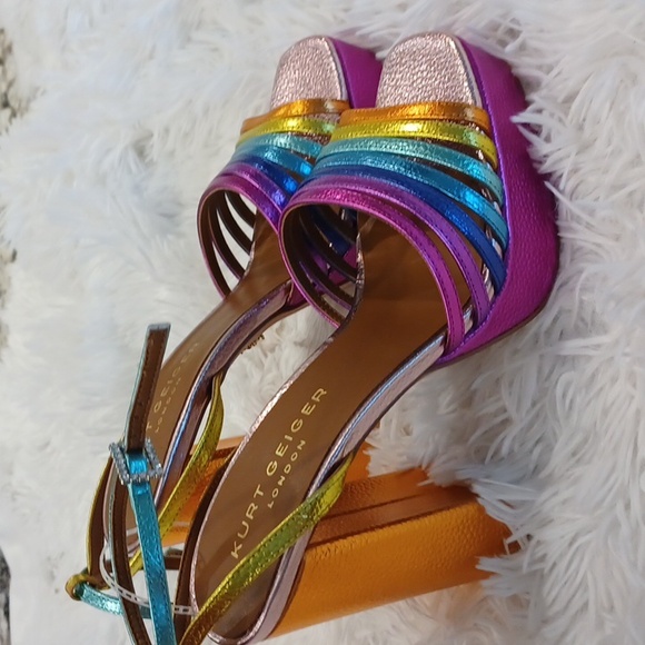 NEW Kurt Geiger London Perria Rainbow Platform Sandals Multi Sizes - Picture 5 of 13